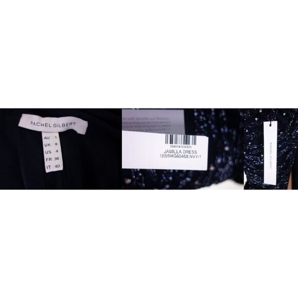 Rachel Gilbert Jamilla Layered Embellished Midi Dress Size 4 Blue $1750 - Picture 7 of 11